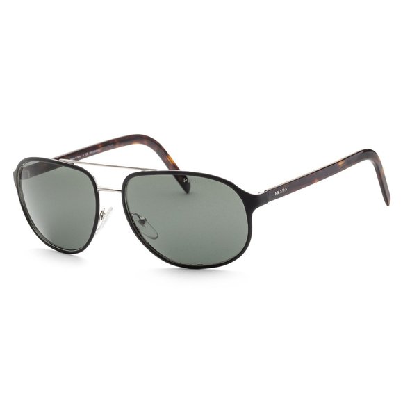 Prada Matte Black Silver Men Sunglasses - Picture 1 of 2